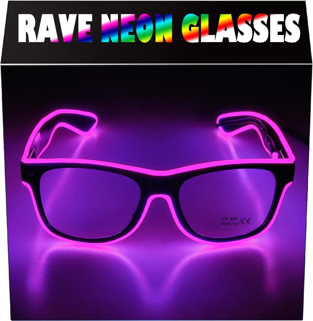 Aquat Light up EL Wire Neon Rave Glasses Glow LED Sunglasses Costumes For Party, EDM, Halloween, Wired with Battery Power