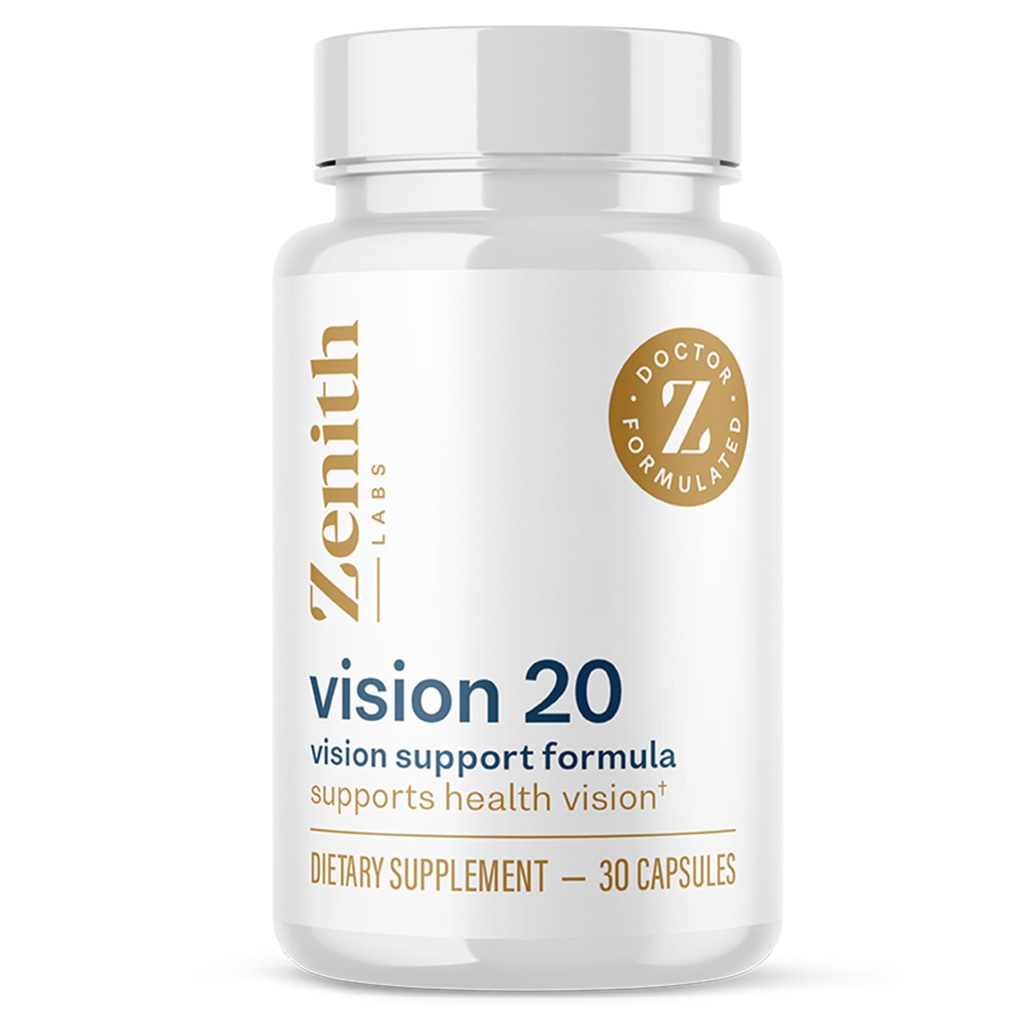 Zenith Labs Vision 20 Lutein & Zeaxanthin - Zinc Citrate for Maximum Absorption - Support Eyesight at Near Distance, Far Distance, and Low Light