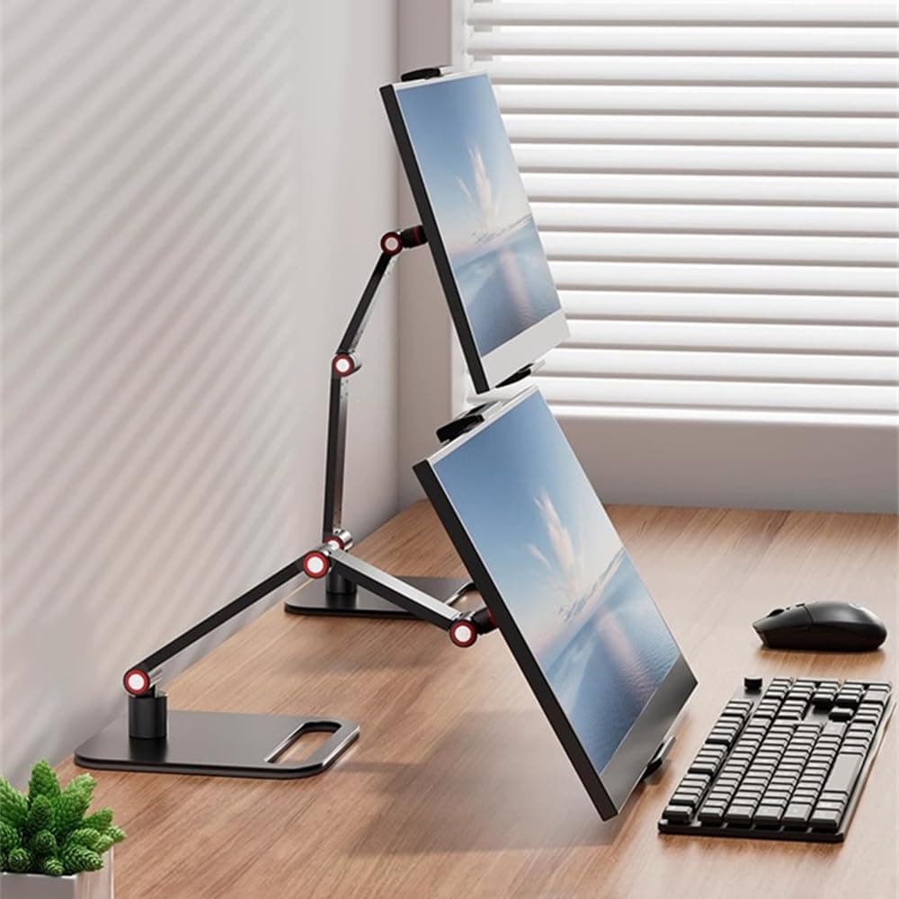 Portable Monitor Holder for 12-17.3 Inch Screen Desk Holder Metal Stand 16 Inch Universal Expandable Display Base 12.9inch Tablet Stand Adjustable Portable Monitor Desktop Clamp Stand
