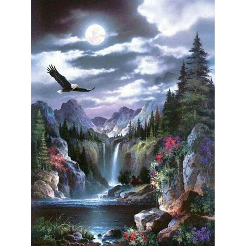 5D DIY Diamond Painting Waterfall Scenery Cross Stitch Full Diamond Embroidery Beaded 5D Diamond Mosaic Pattern Wall Art