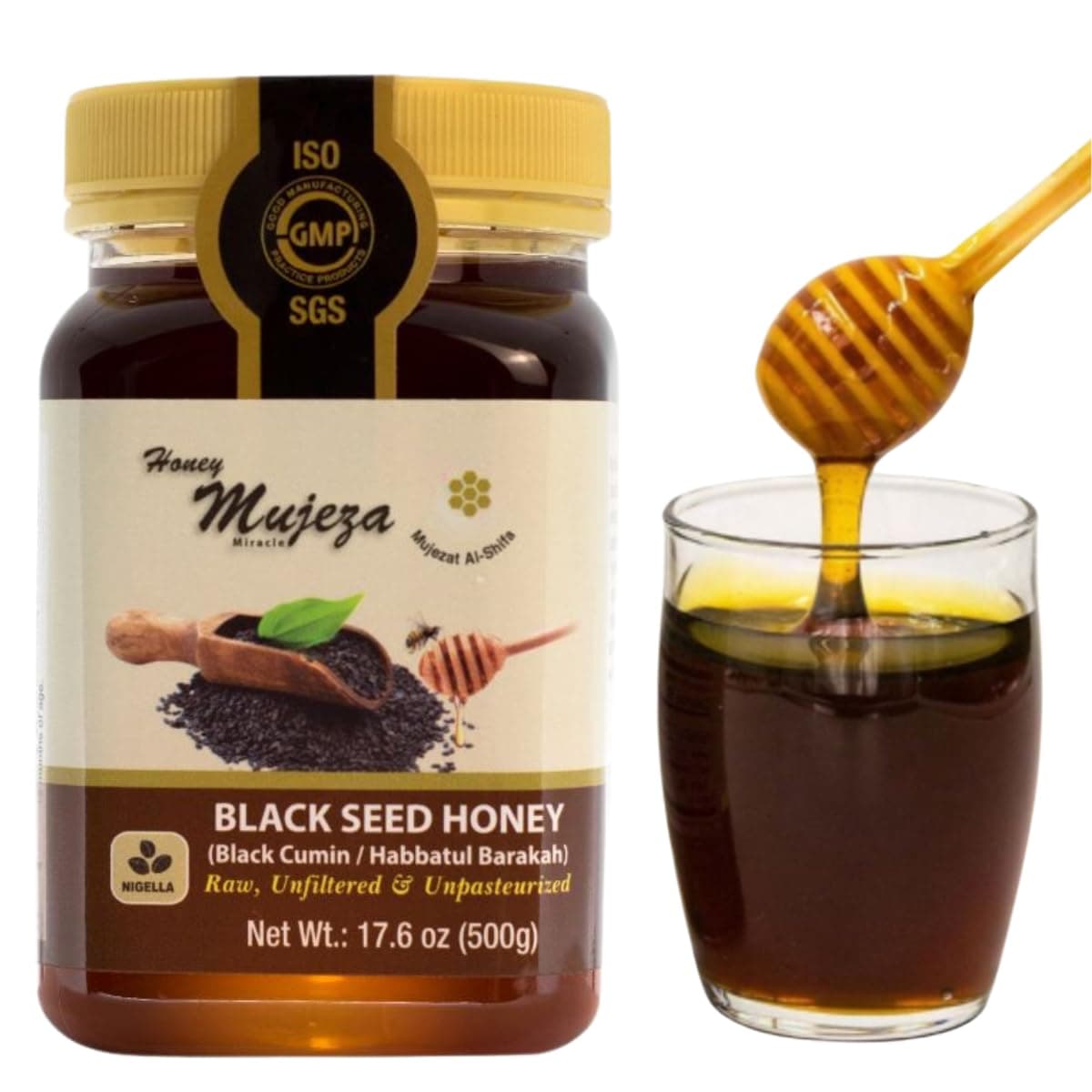 Mujezat Al-Shifa Black Seed Honey (Black Cumin - Nigella Seeds) 500g, 17.6oz