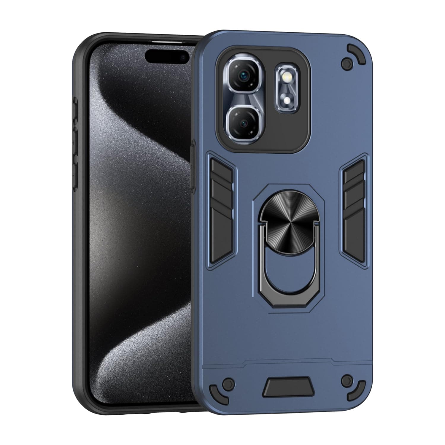 Compatible with Infinix Hot 50i Case,Compatible with Infinix Smart 9 Built-in Bracket Car Magnetic Shockproof and Anti-Drop Phone Case Cover Blue