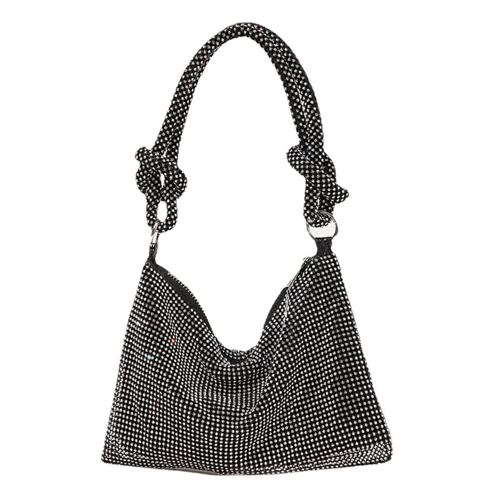 Rhinestone Purses for Women Chic Sparkly Evening Handbag Bling Hobo Bag Shiny Silver Clutch Purse for Party