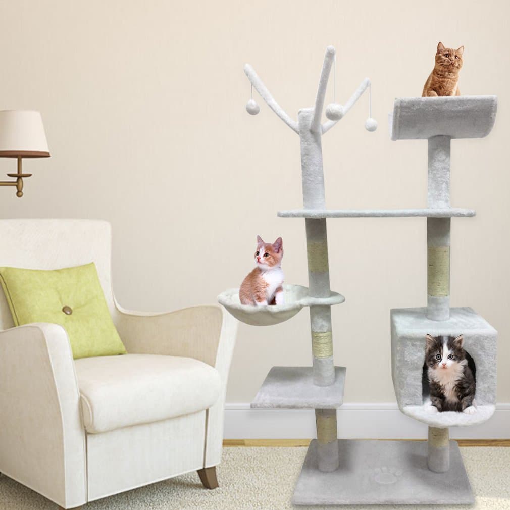 Hongyans Cat Play Towers & Trees Station - Pet Scratch Poles Activity Centre Houses Sleep & Rest Bed- Scratching Toy Posts with Platform for Kitten
