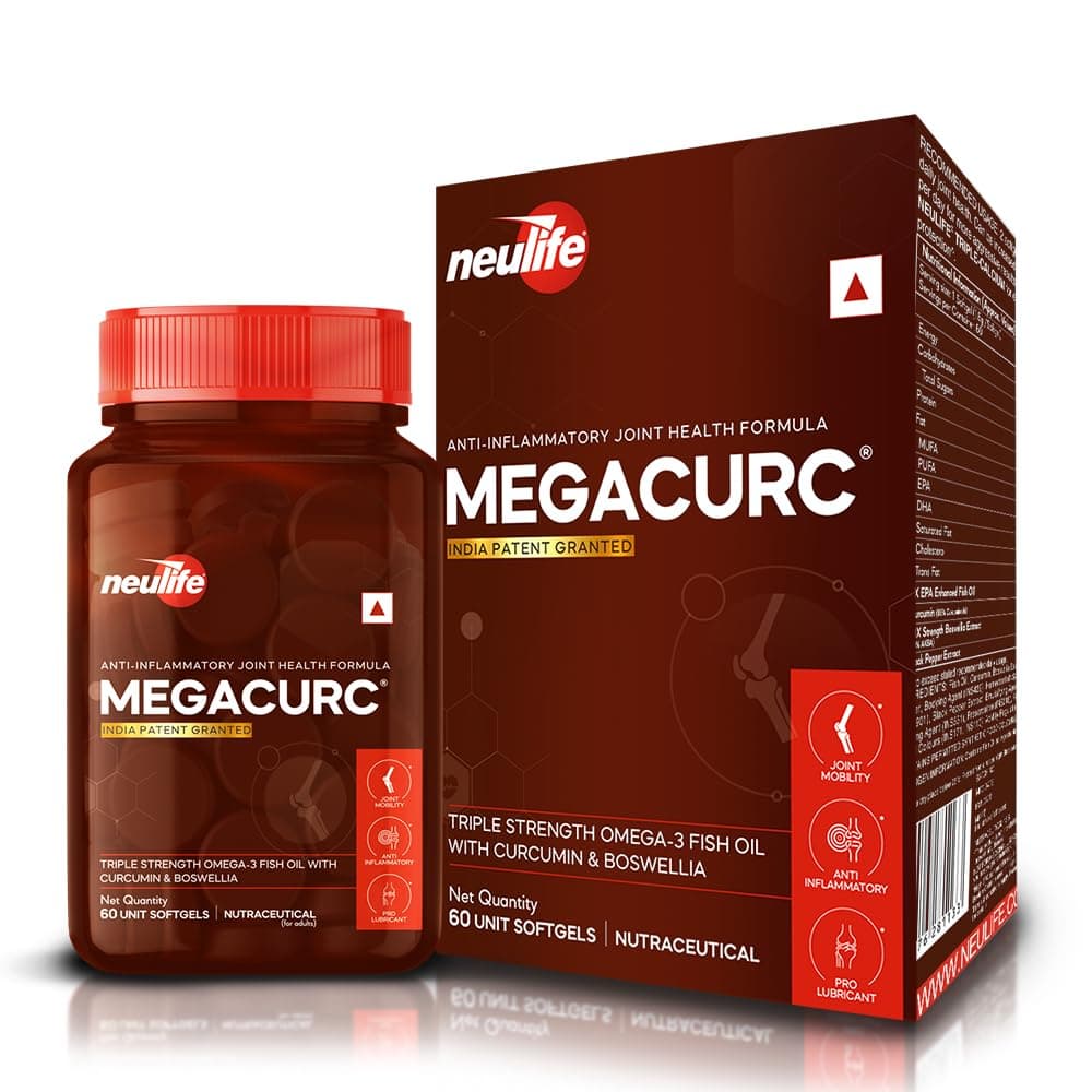 VITROVEA Neulife MEGACURC® Nano-Curcumin + Triple Strength Fish Oil with 10X Boswellia Power - Advanced Joint Support - High Absorption Formula - 60 Softgels - Omega 3, Anti-Inflammatory Supplement