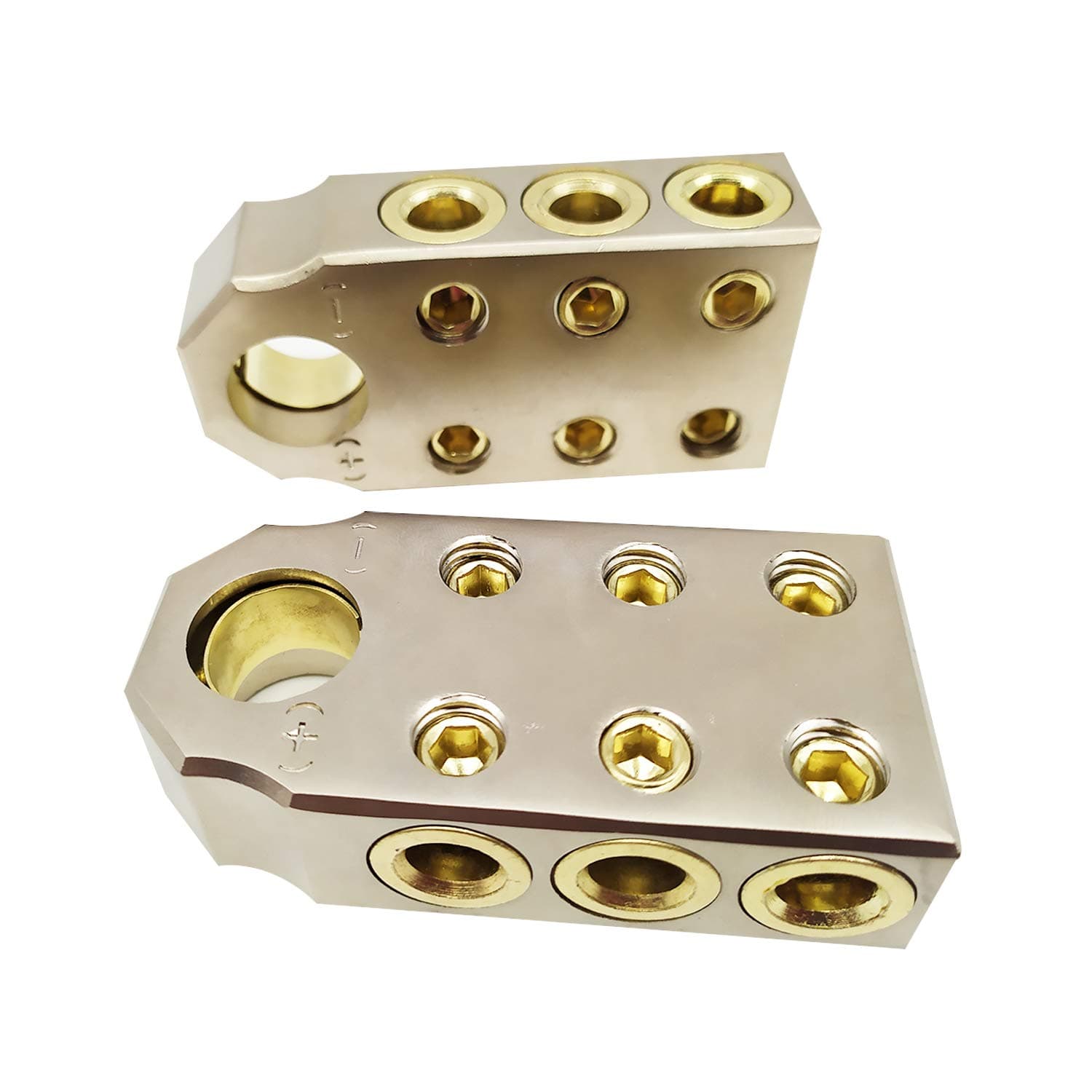 Lifesmells (6)1/0 Gauge AWG Lead-Acid Battery Terminals Clamp Positive and Negative (+/-)(Pair),SAE Battery Post Compatible