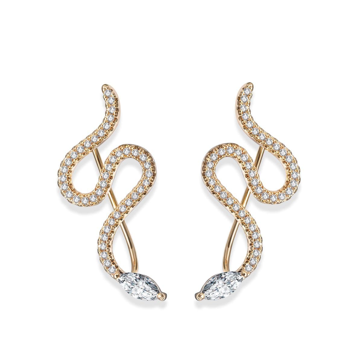 EAR VINES Snake Ear Cuff Pin CZ Crystal Ear Climbers Earrings