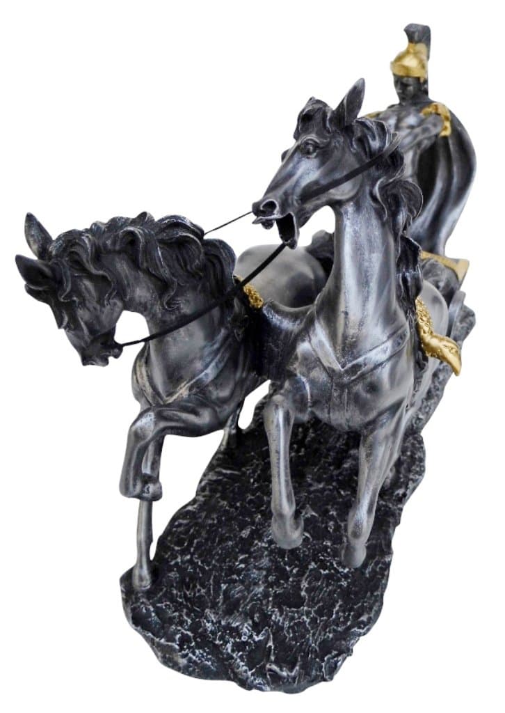 Unicorn Studios WU72011A8 Pewter and Gold Chariot Roman Sculpture