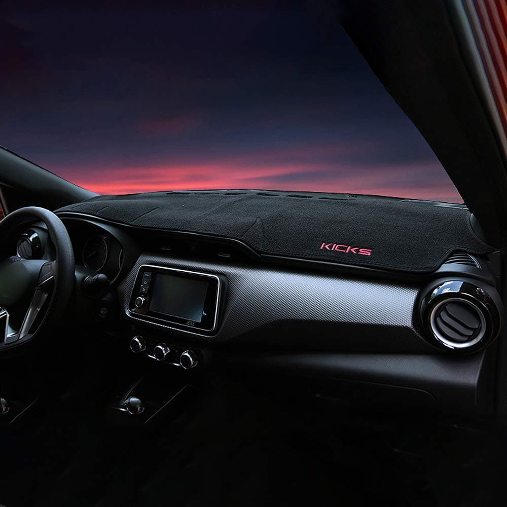 YaLumei Fit Dashboard Black Center Console Cover Dash Mat Protector Sunshield Cover for Nissan Kicks 2017 2018 2019 (Black)