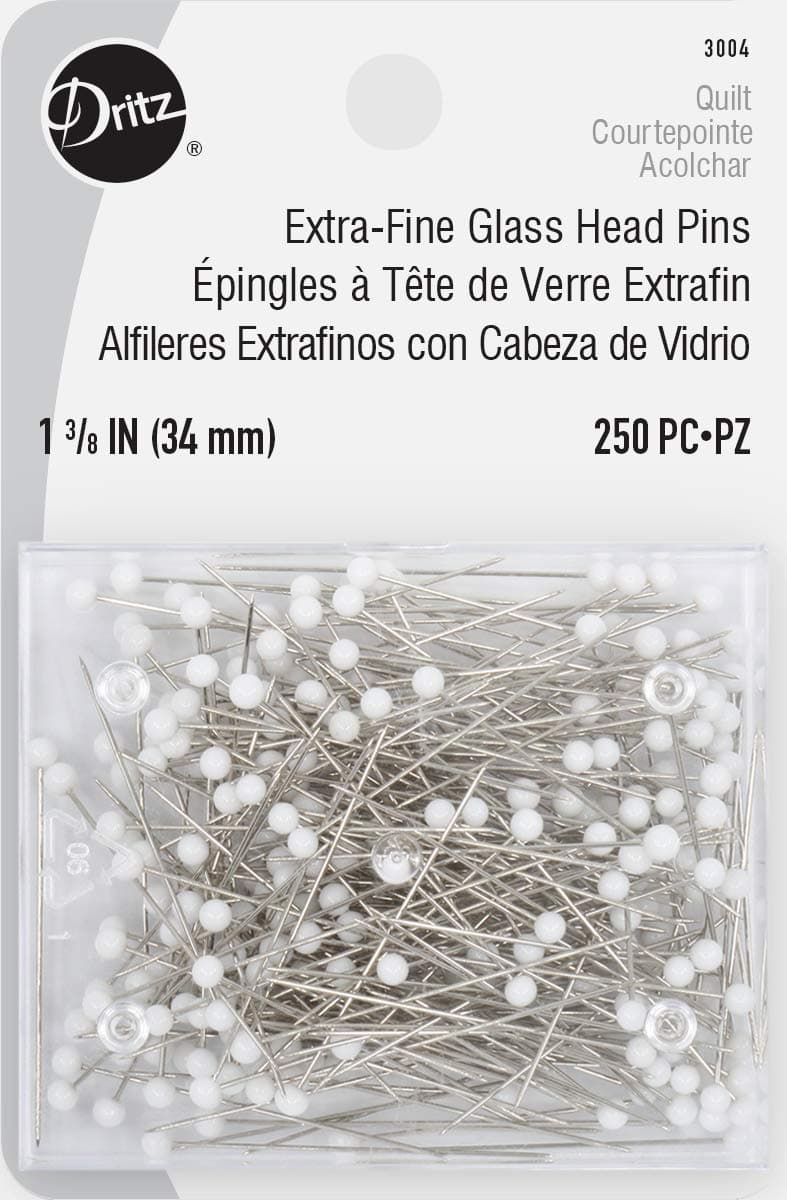 Extra-Fine Glass Head Pins, 1-3/8-Inch (250-Count),White