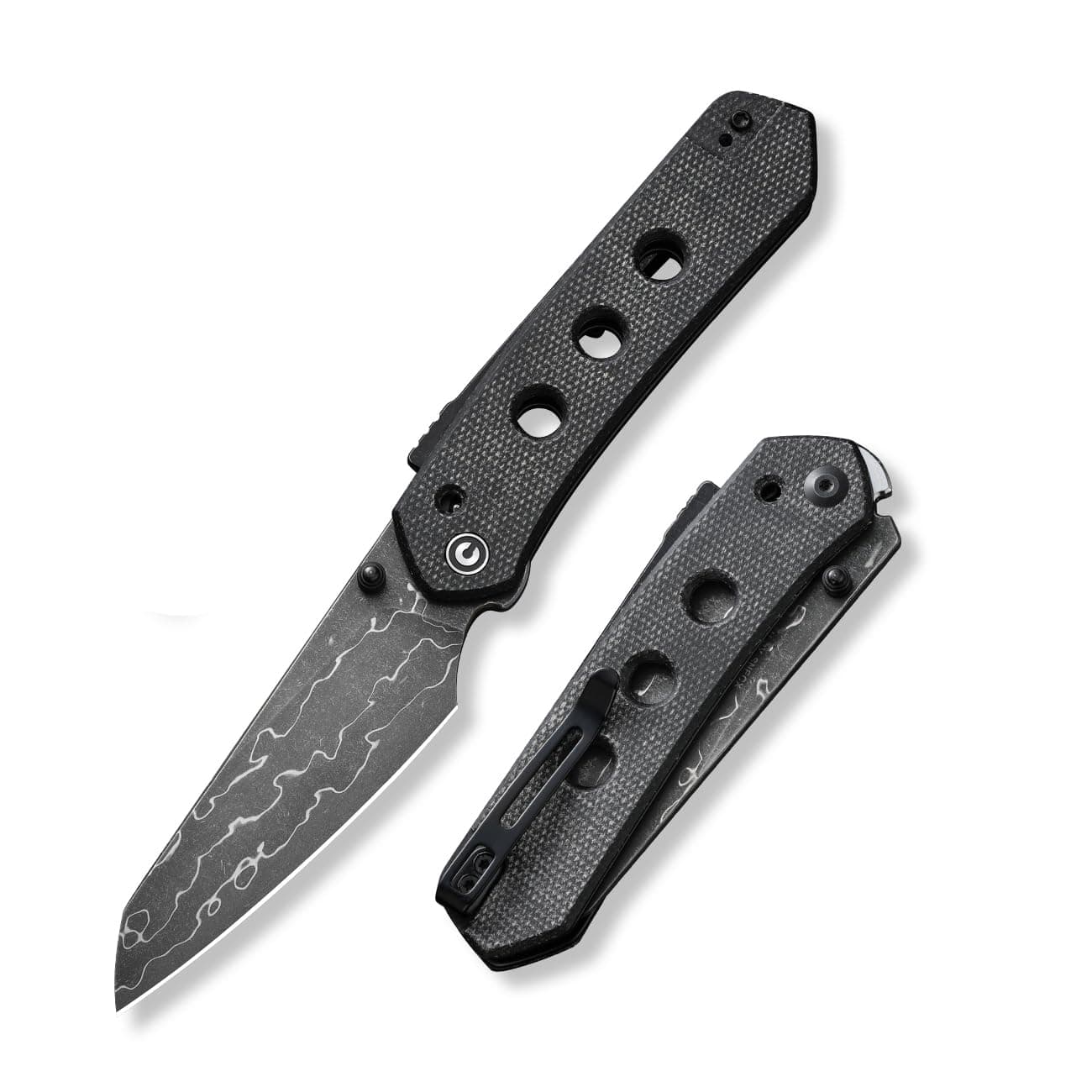 Vision FG Pocket Knife for EDC, Superlock Folding Knife with 3.54" Reverse Tanto Damascus Blade Canvas Micarta Handle, Ideal Gift for Men Women C22036-DS2