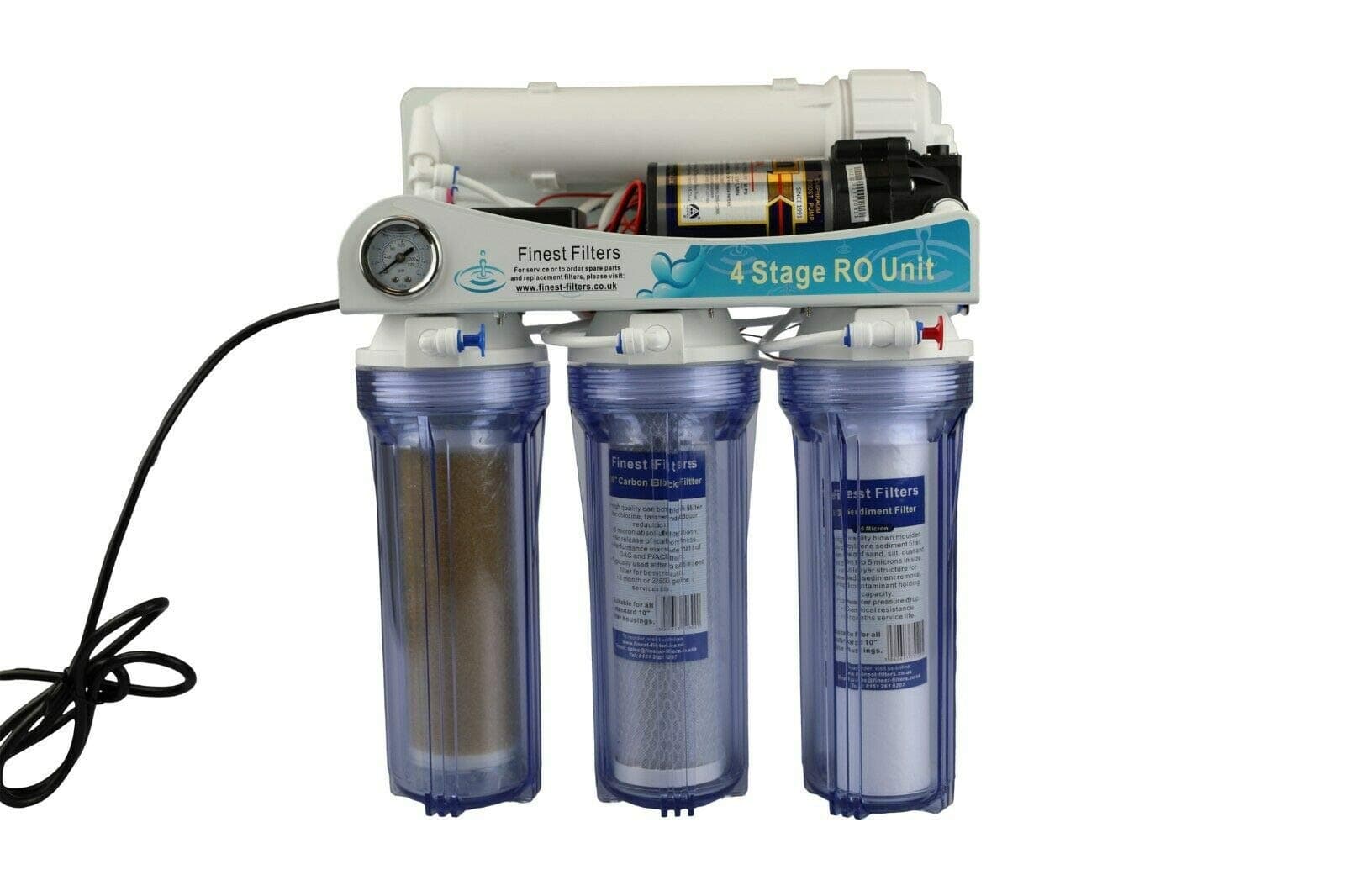 Finest-Filters Reverse Osmosis RO Unit with Booster Pump and DI Stage Pumped 50-100gpd (50gpd)