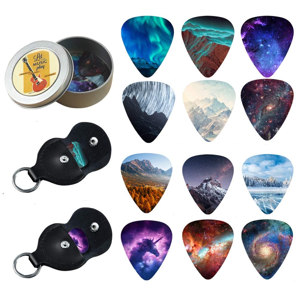 24-pack 0.71mm Stylish Colorful Celluloid Guitar Picks Plectrums for Guitar Bass (2-Natural)