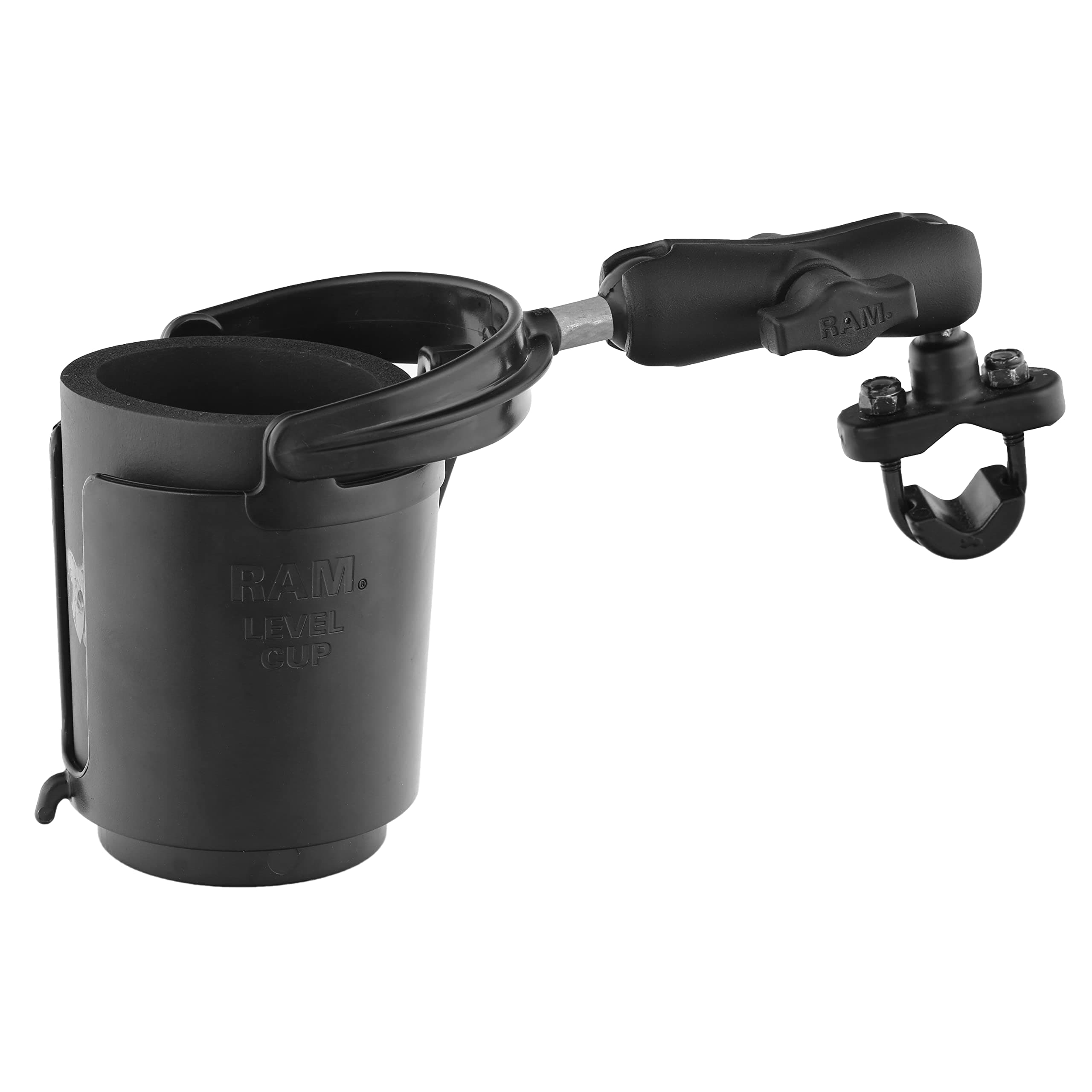 RAM Mounts Level Cup 16oz Drink Holder with Handlebar U-Bolt Base RAM-B-132RU with Medium Arm for Motorcycle, ATV/UTV, Bike