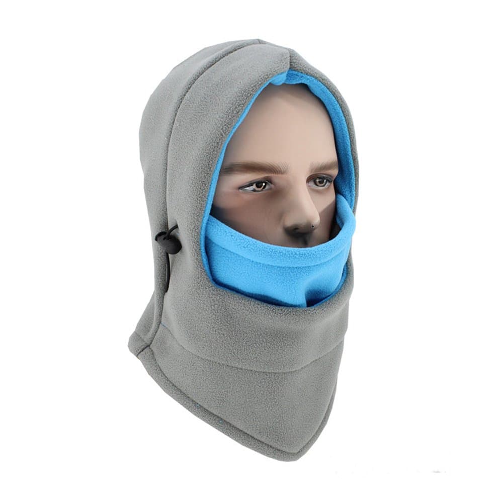 Lightweight Balaclava Windproof Ski Face Mask for Men, Women and Children, Soft Warm Fleece Ear-Flap Winter Hat/Hood for Outdoor Sports (Grey+Blue)