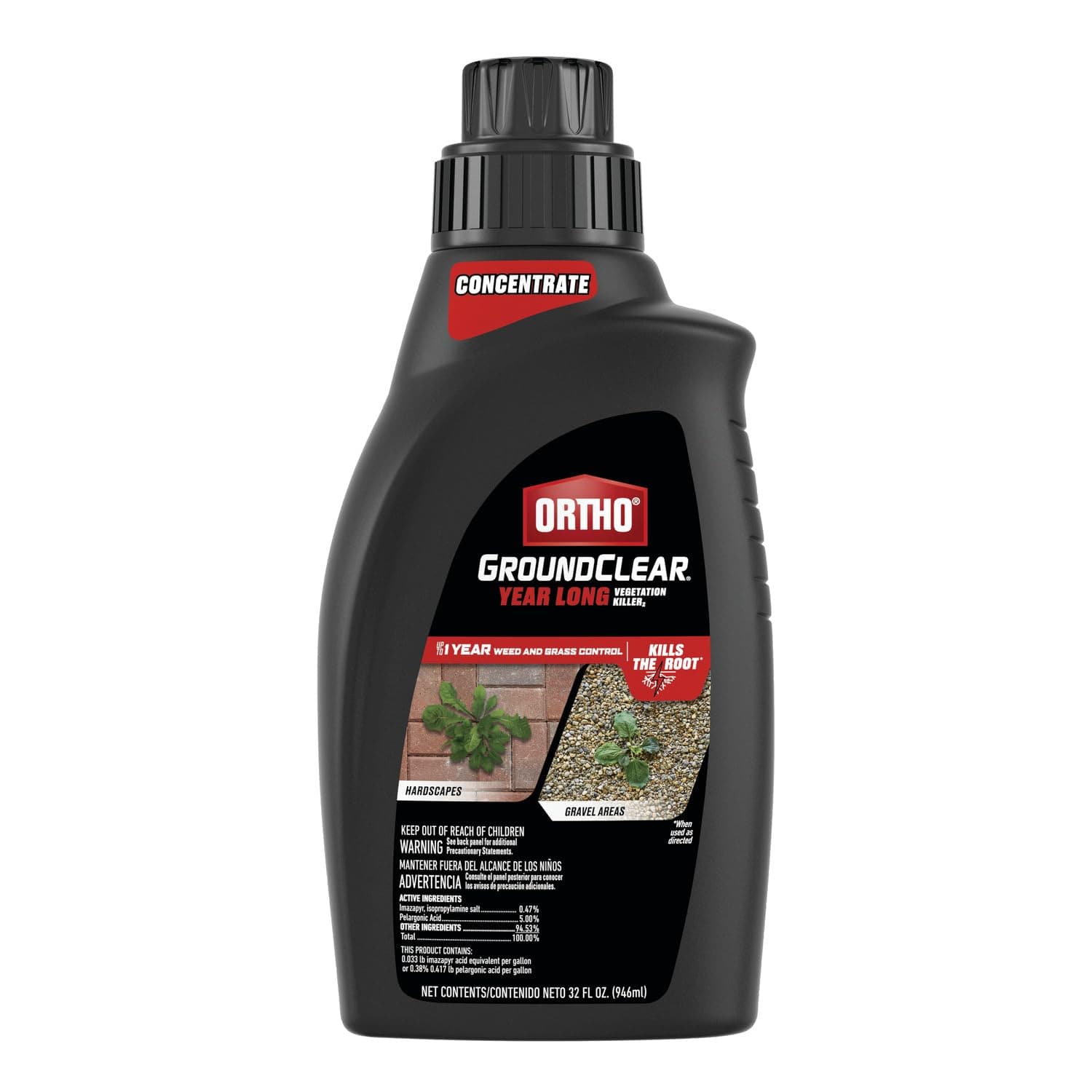 GroundClear Year Long Vegetation Killer2 Concentrate, Kills and Prevents Weeds Up to 12 Months, 32 fl. oz.