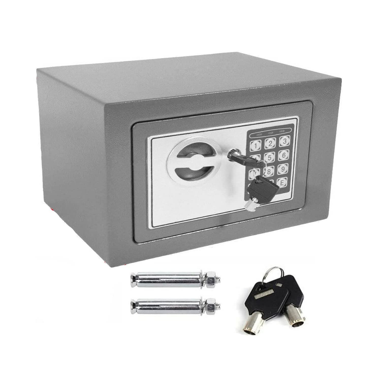 4.6L Security Box Electronic Digital Steel Safe Home Office Money Cash Safety Box With 2 Keys, Idea For Money Document Jewelry Passport, 23 X 17 X 17 CM, Grey