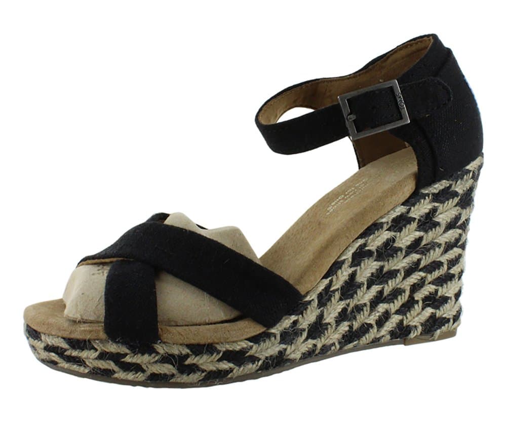 TOMS - Womens Wedge in Black Mixed Rope, Size: 9.5 B(M) US, Color: Black Mixed Rope