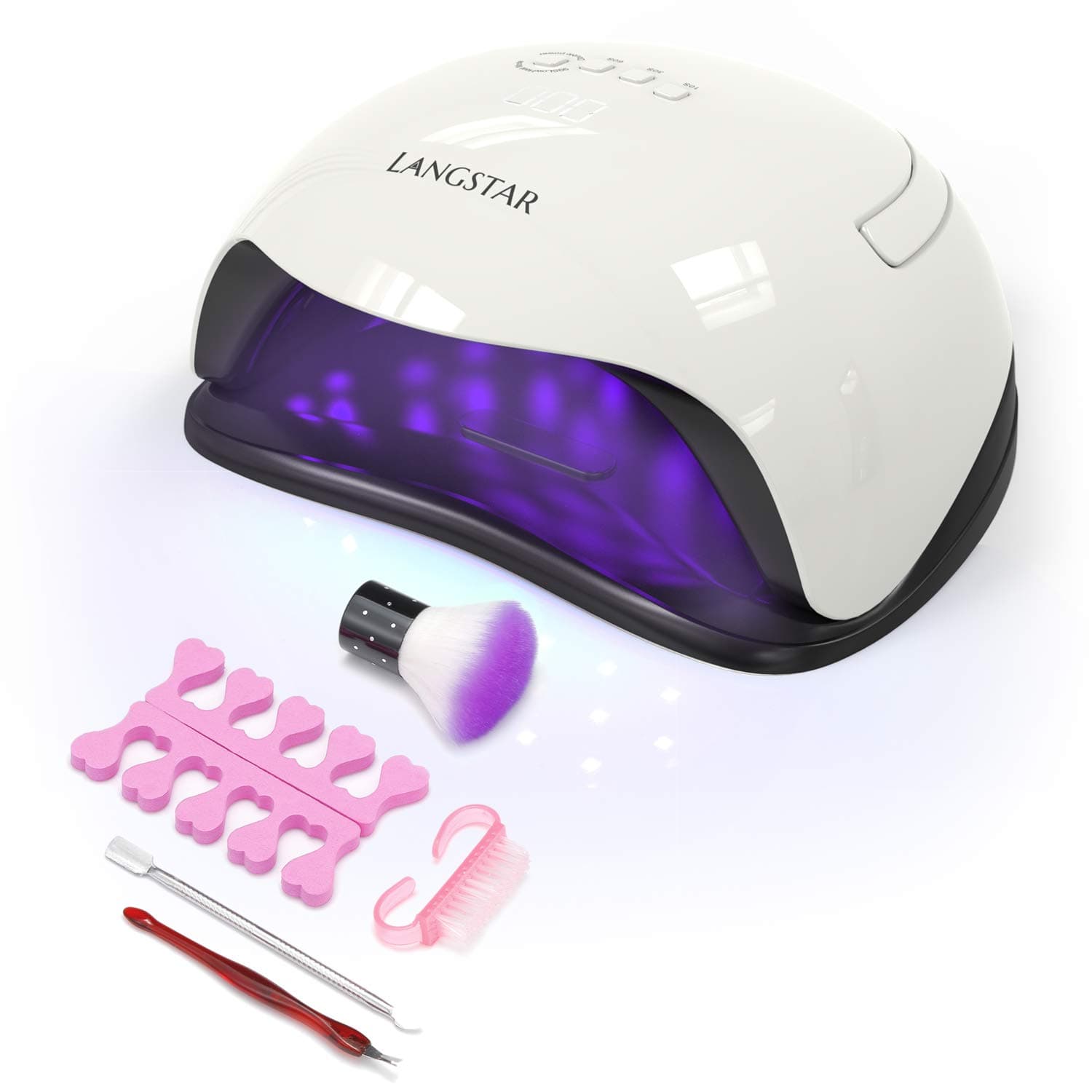 UV LED Nail Lamp, LANGSTAR Nail Dryer 54W 38W Double Powered, with 36 LEDs and 4 Timer Setting for Gel Polish and Nail Art