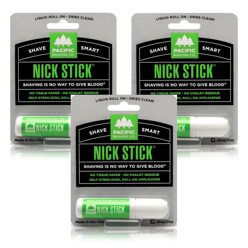 Pacific Shaving Company Nick Stick - A Shave Essential - Puts Nicks in Their Place - Liquid Roll-On Applicator, Dries Clear - With Vitamin E & Aloe Vera (0.25 Oz, 3 Pack)