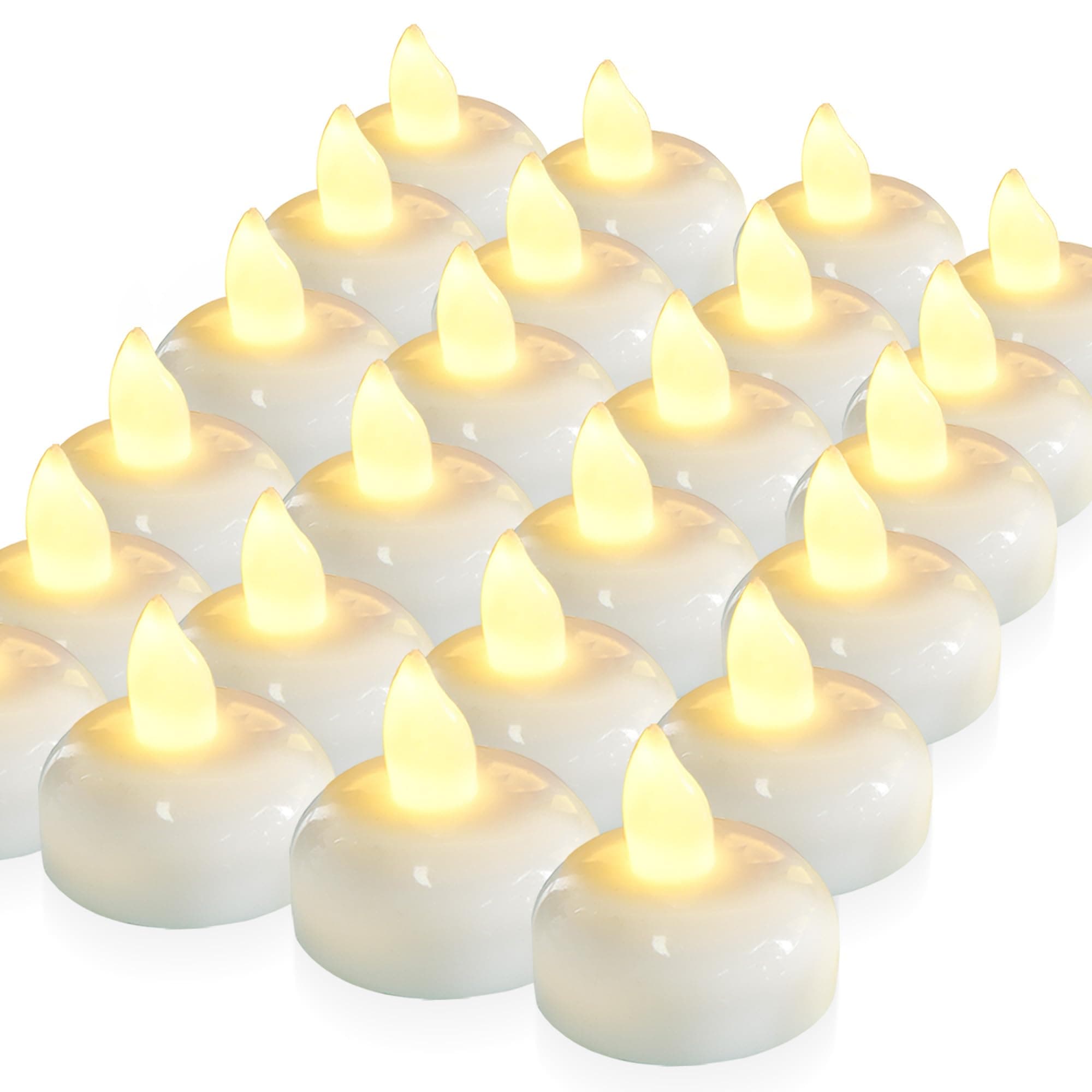 Homemory 24 Pack Waterproof Flameless Floating Tealights, Warm White Battery Flickering LED Tea Lights Easter Candles Wedding, Party, Centerpiece, Pool & SPA