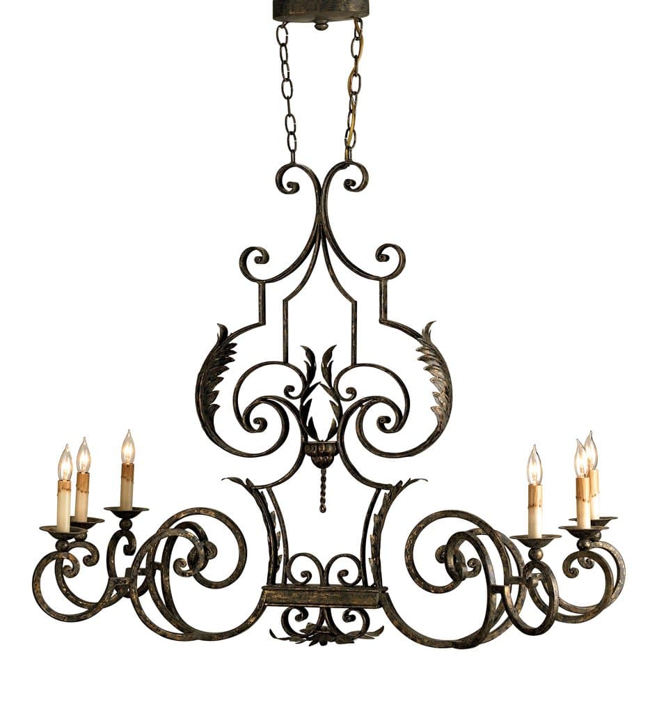 Currey and Company 9259 6 Light Assurance Oval Chandelier, Antique Gold Leaf Finish