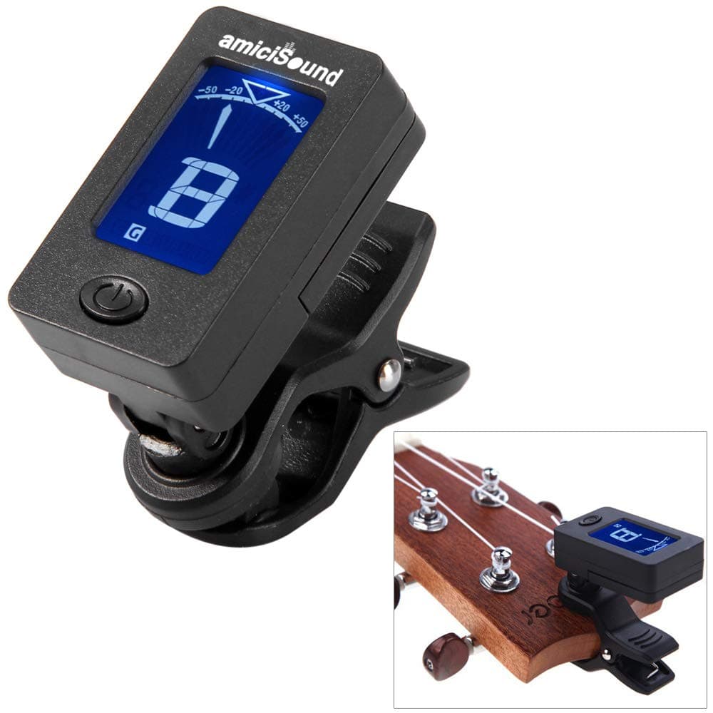 Automatic Clip-on Tuner for Chromatic Guitar Bass, Violin, Ukulele With Digital LCD Display