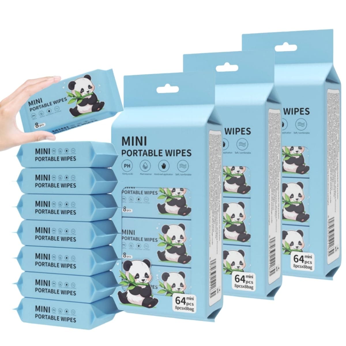 Mini wipes Travel Size Wet wipe 24 Pack Total 192