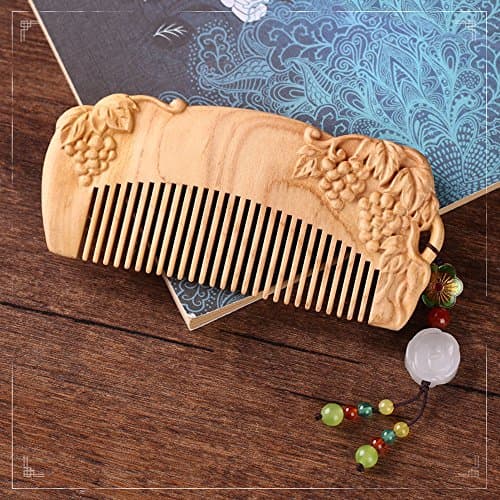Usforest Natural Handmade Peach wood Wide Tooth Hair Combs Natural Peachwood Scent for Beautiful Hairs NO-Tangled and ANTI-Static