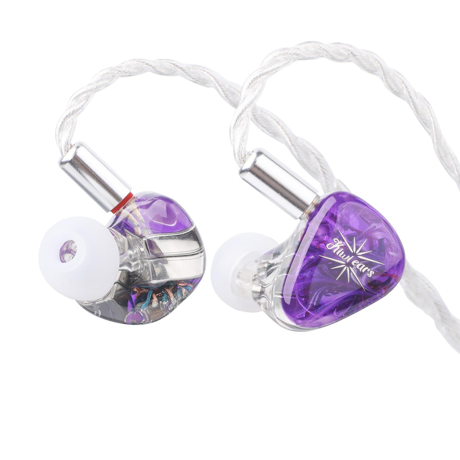 Kiwi Ears Orchestra Lite Performance Custom 8BA in-Ear Monitor IEM with Detachable 4-core 7N Oxygen-Free Copper OFC Cable, Handcrafts Faceplate for Audiophile Studio Musician (Purple)