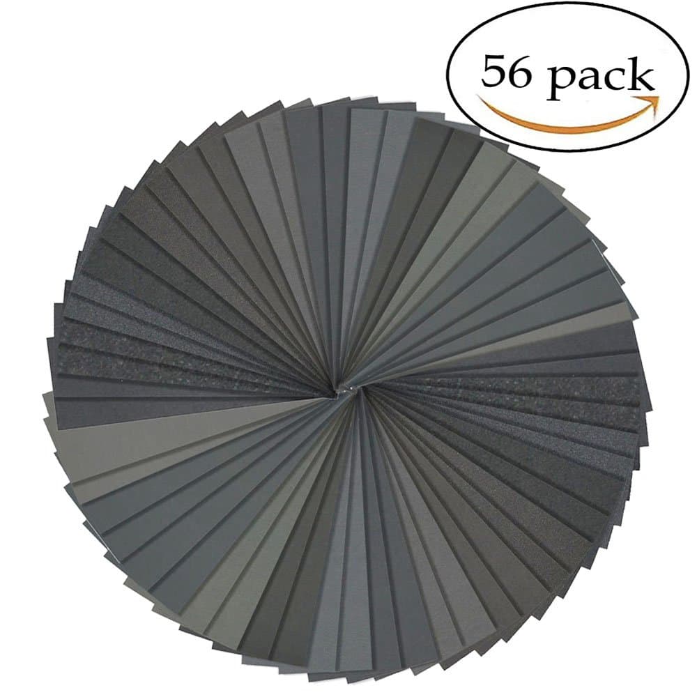 Sandpaper - 56 Pieces 120 to 3000 Grit Wet Dry Sandpaper Assortment Abrasive Paper Sheets for Automotive Sanding Wood Furniture Finishing, Wood Finish Sand Paper - Grit Sandpaper