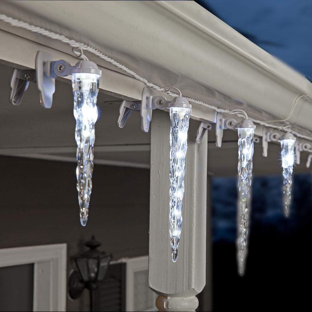 8-Light Shooting Star ClipLights 11 in. 9 in. 7 in. Icicle Light String