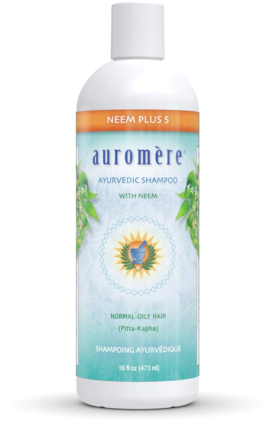 Auromere Ayurvedic Shampoo, Neem + 5 - Vegan, Cruelty Free, Non-GMO, Natural, Gluten Free, Sulfate Free, Paraben Free for Normal to Oily Hair (16 fl oz), 1 Pack