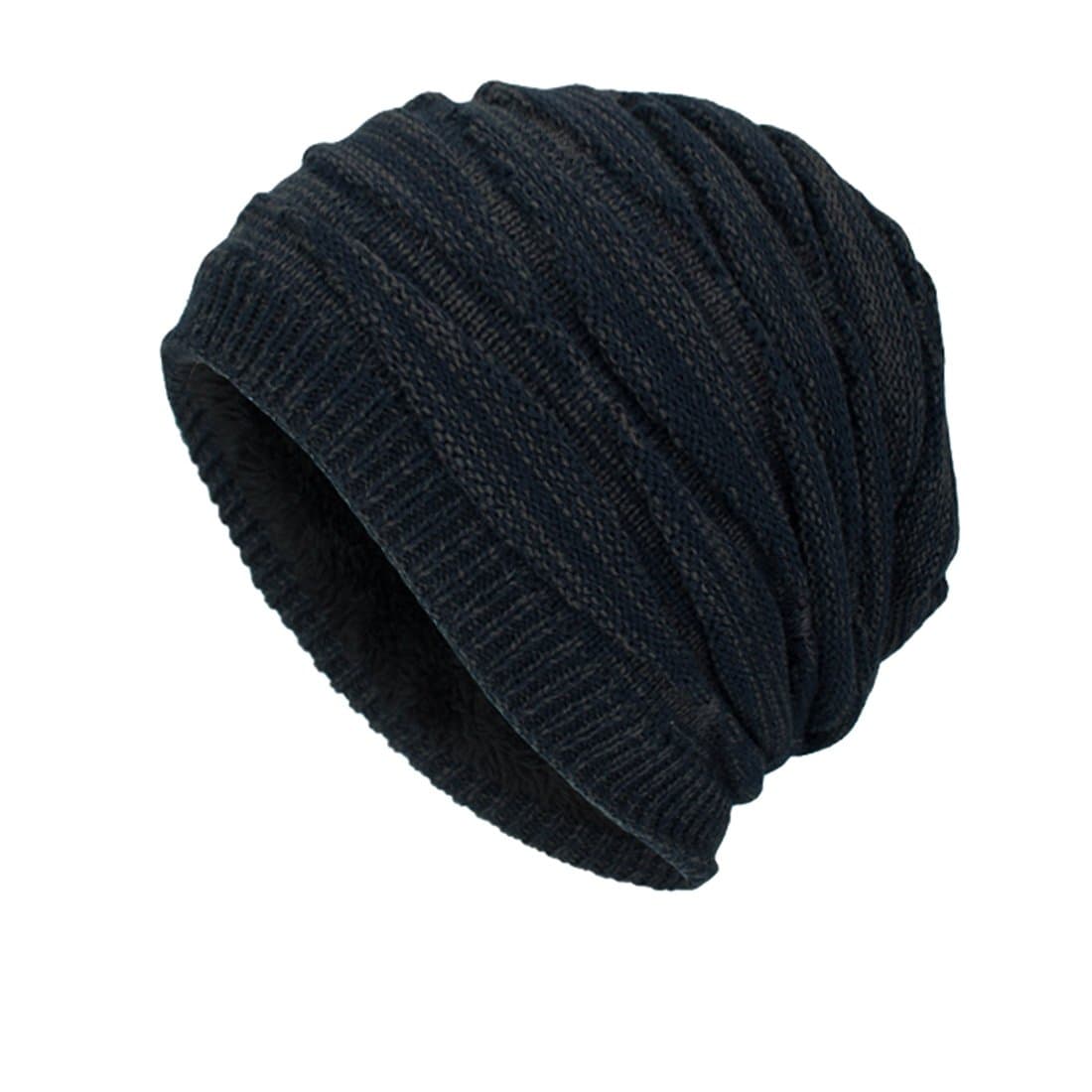 DD UP Winter Beanie Hat Men Warm Knit Long Slouch Skull Cap Thermal with Soft Fleece Lining