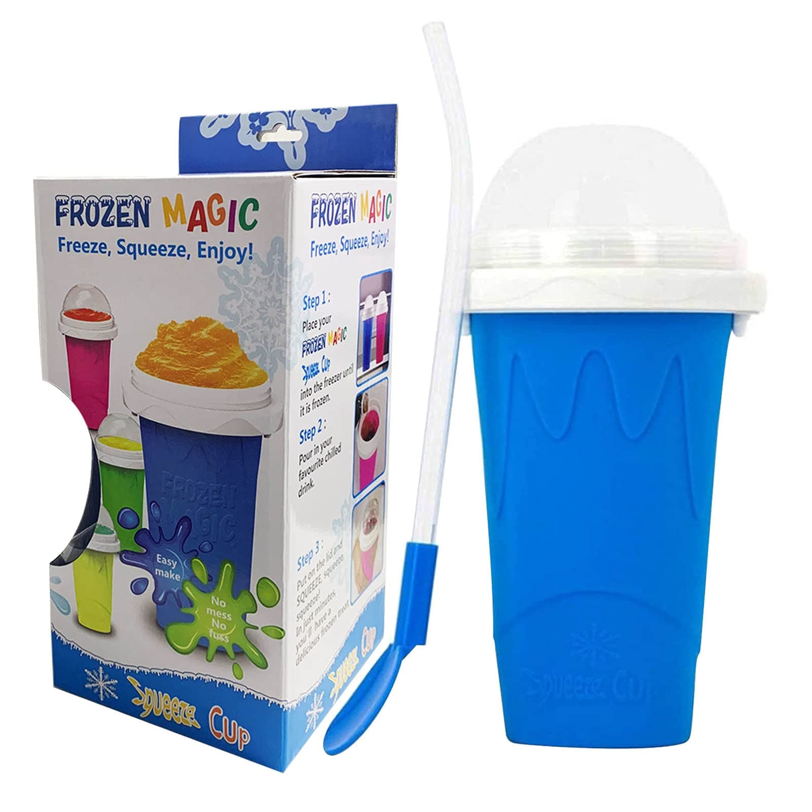 Slushie Maker Cup, Frozen Magic Slushy Maker Squeeze Cup, Portable Silica Smoothie Cup Freeze Mug for Slushie Maker, Milkshake Maker, Icee Maker Slushy, Ice Cream Maker - Blue