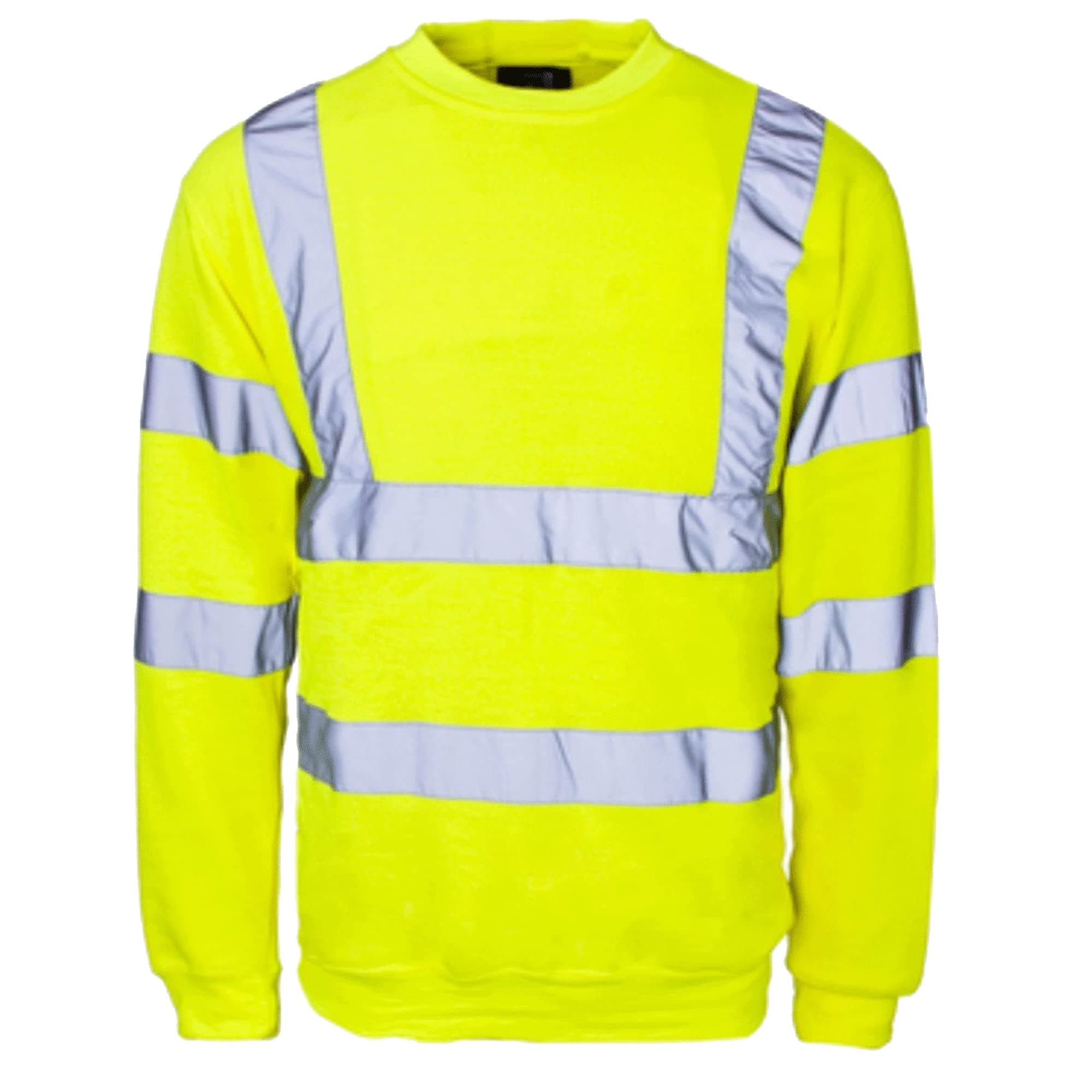 SHOP ONLINEStyle Spot Hi Vis Viz Reflective Tape Stripe Crew Neck Sweatshirt | High Visibility Shirt Safety Band | Outdoor Security Casual Fleece Jumper | Pull Over Security Work Wear Top Big Size