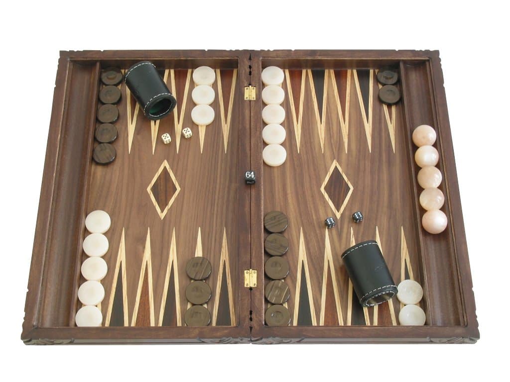 Backgammon Board Game Set with Racks - (Hand-Carved Dragon Cover) - Large 19" Maple Wood Case
