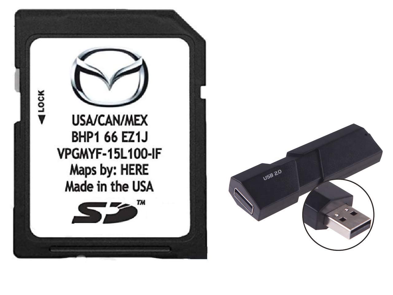 GPS Navigation SD Card BHP166EZ1J Newest 2020-21 US/Mexico/Canada + South America Maps Compatible with Mazda 3 6 CX-3 CX-5 CX-9 MX5 EZ1J Update GPS with USB Adapter