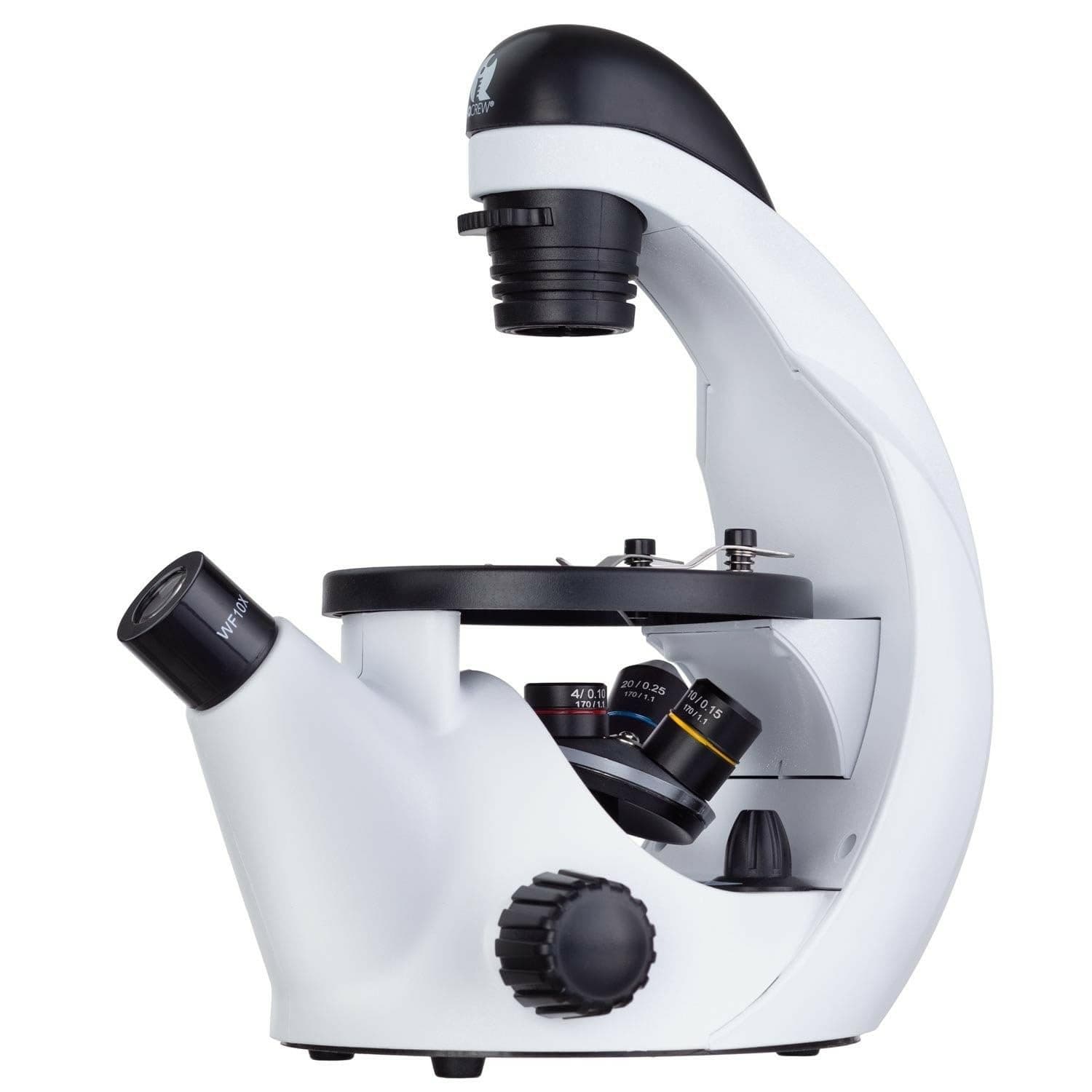 AmScope IN50 Inverted IQCrew STEM Science Discovery Microscope with LED Light and Slide Preparation Kit for Students and Children 40X-200X