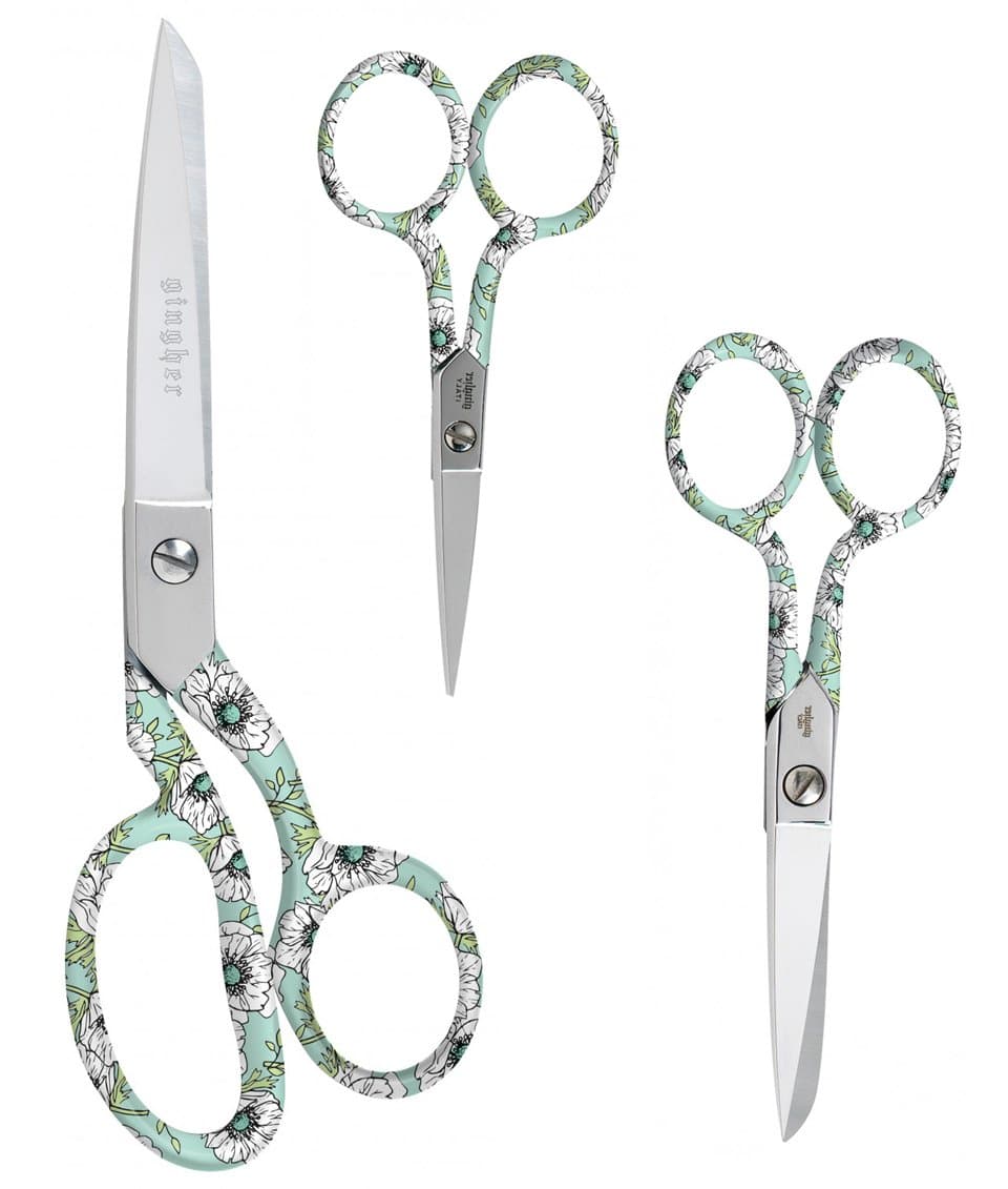 Set of Three Sizes Limited Edition 2018 ''Eleanor'' Design Scissors by Gingher - Includes One Each of 4", 5", and 8" Right Handed