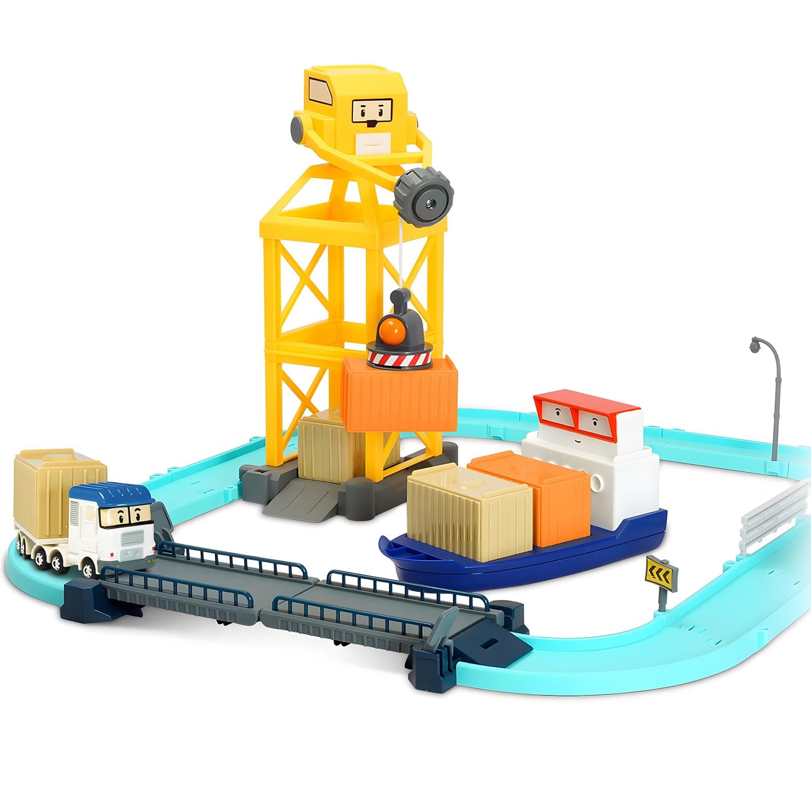 Robocar Poli Official Cargo Station Playset, Vehicle Car Race Track Builder (Tracks & Terry Die-cast Vehicle Included)