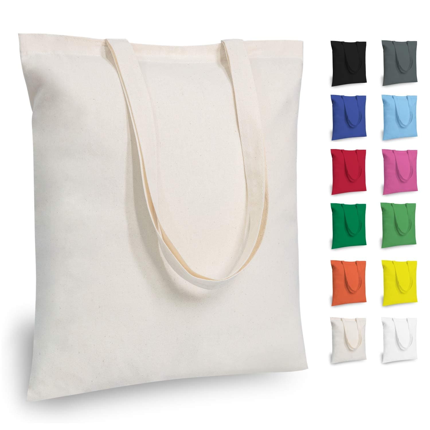 TOPDesign 5 | 12 | 24 | 48 | 192 Pack Economical Cotton Tote Bags, Lightweight Medium Reusable Grocery Shopping Cloth Bags, Suitable for DIY, Advertising, Promotion, Gift, Activity (5-Pack)