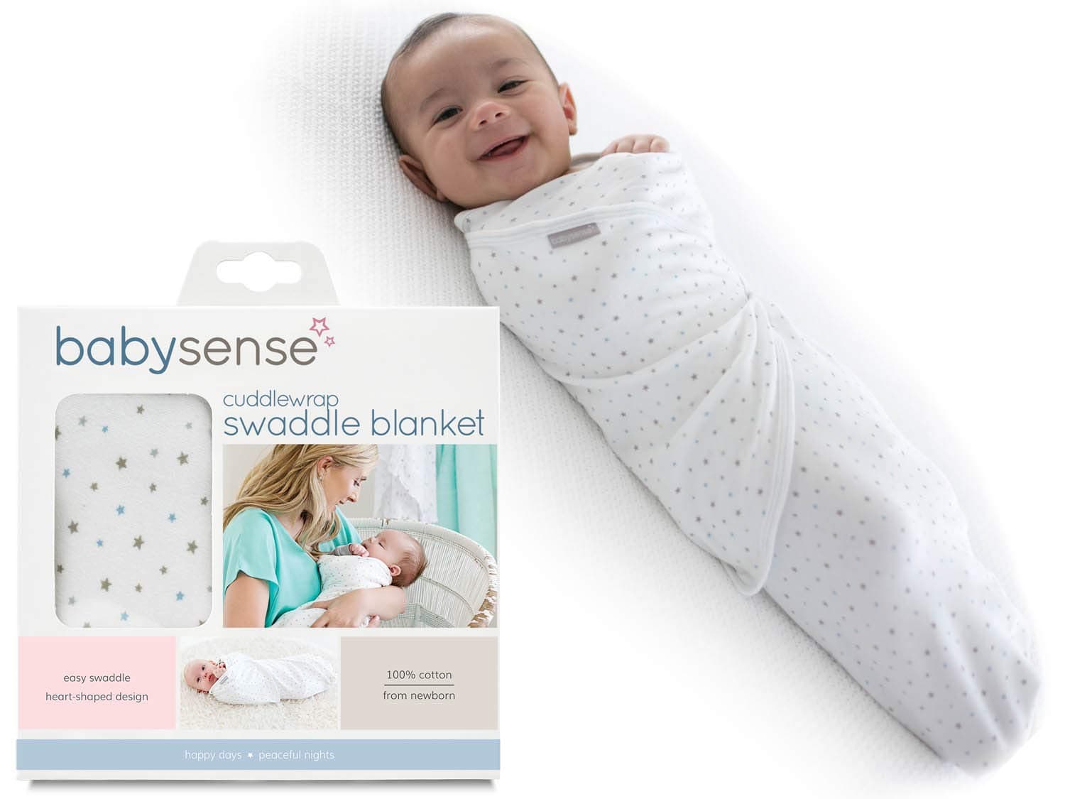 Baby Sense Cuddlewrap Swaddle Blanket/Award-Winning Baby Wrap | Stretchy & Safe 100% Premium Cotton + Breathable Fabrics for Sleep, Body Temperature, Feeding, Calming