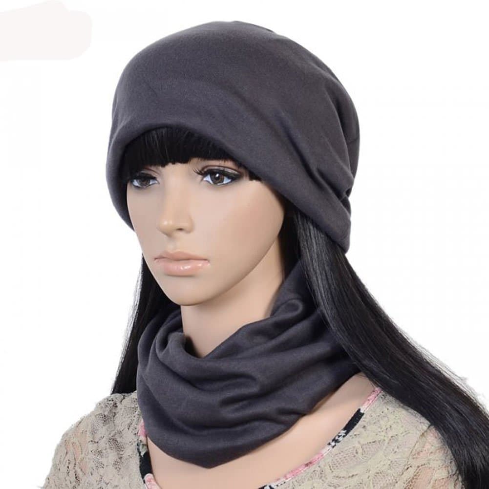Women Girl Cotton Cable Headband Hairband Head Wrap Winter Warm Hat Dark Grey
