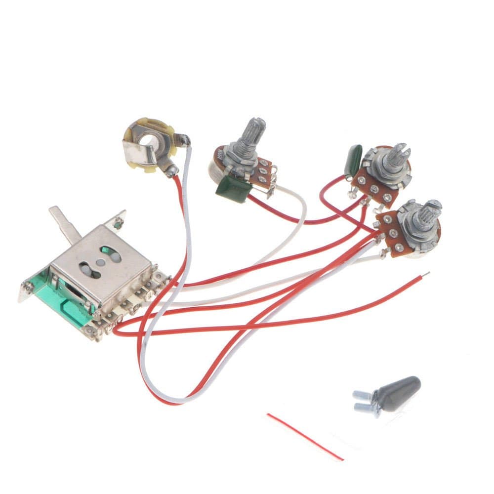 hongyujj Guitar Wiring Harness 1V/2T 3-500K Pots 1 Input Jack 5-Way Switch For Fender ST