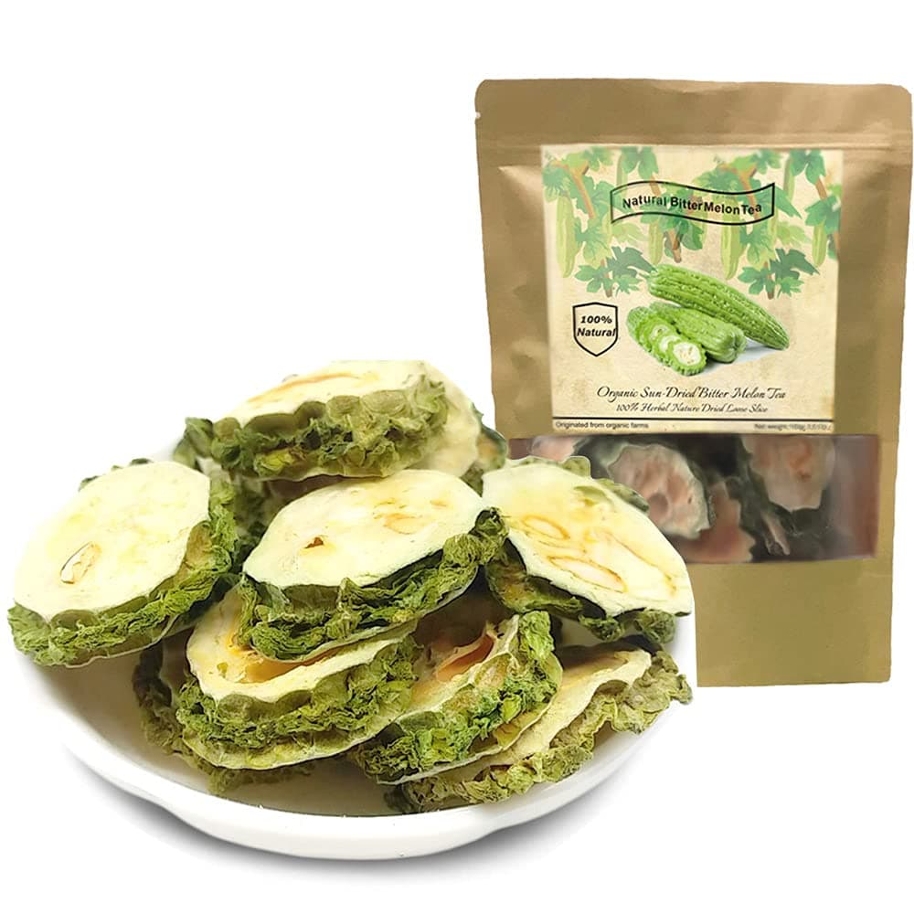 Bitter Melon Tea, Bitter Gourd, Dried 100% Natural KuGua Bitter Melon Tea Chinese Herbal Dried Bulk Herbs Loose Slice Bitter Melon Fruit Tea (3.5 oz/100g)