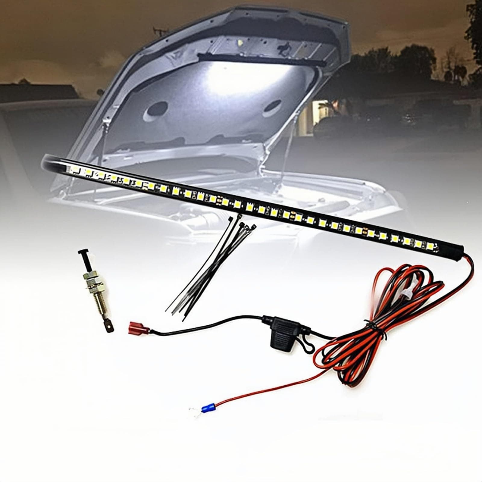 Under Hood LED Light Kit, Waterproof 12V Car LED Lights Bars Car Hood Work Inspection Lights Underhood Work Light Kit with Automatic On/Off -Universal Fits Any Vehicle