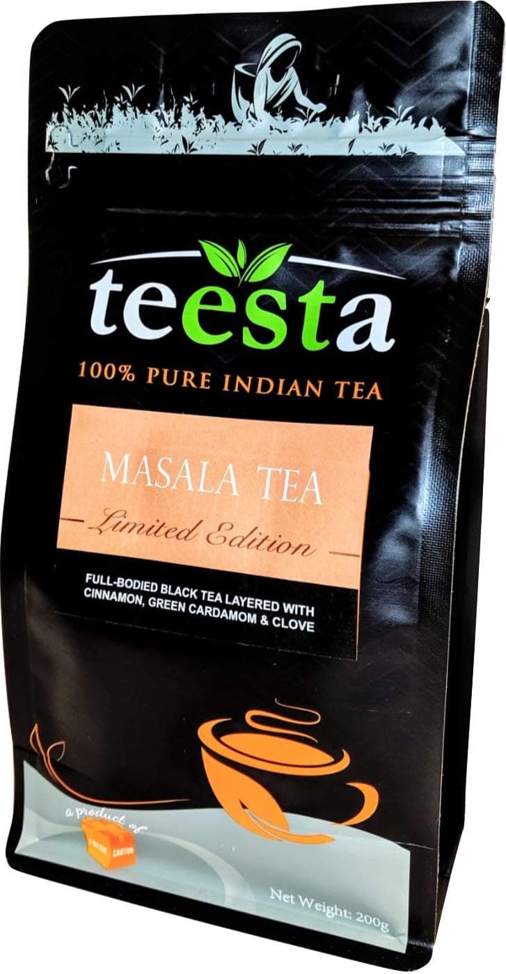 TEESTA - Original Indian Spiced Masala Chai | 7.06oz / 200gm / 90cups | Loose leaf chai tea | 100% Natural spices, No added flavoring & High Energy Teas