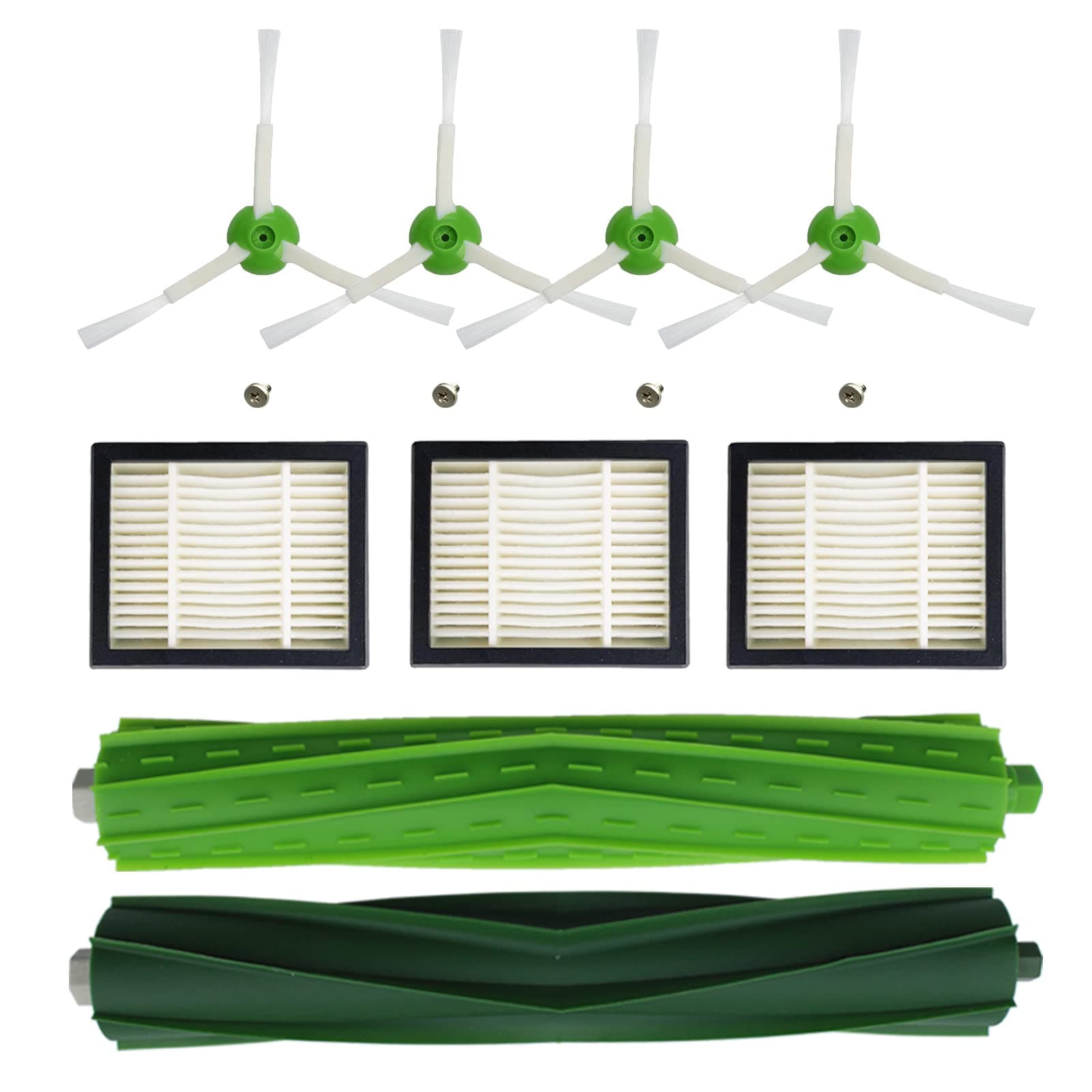โ 9pcs replacement parts compatible with iRobot Roomba i7 series replenishment kit i7+ E5 E6 E7 rubber rollers side brush HEPA filters accessories kit