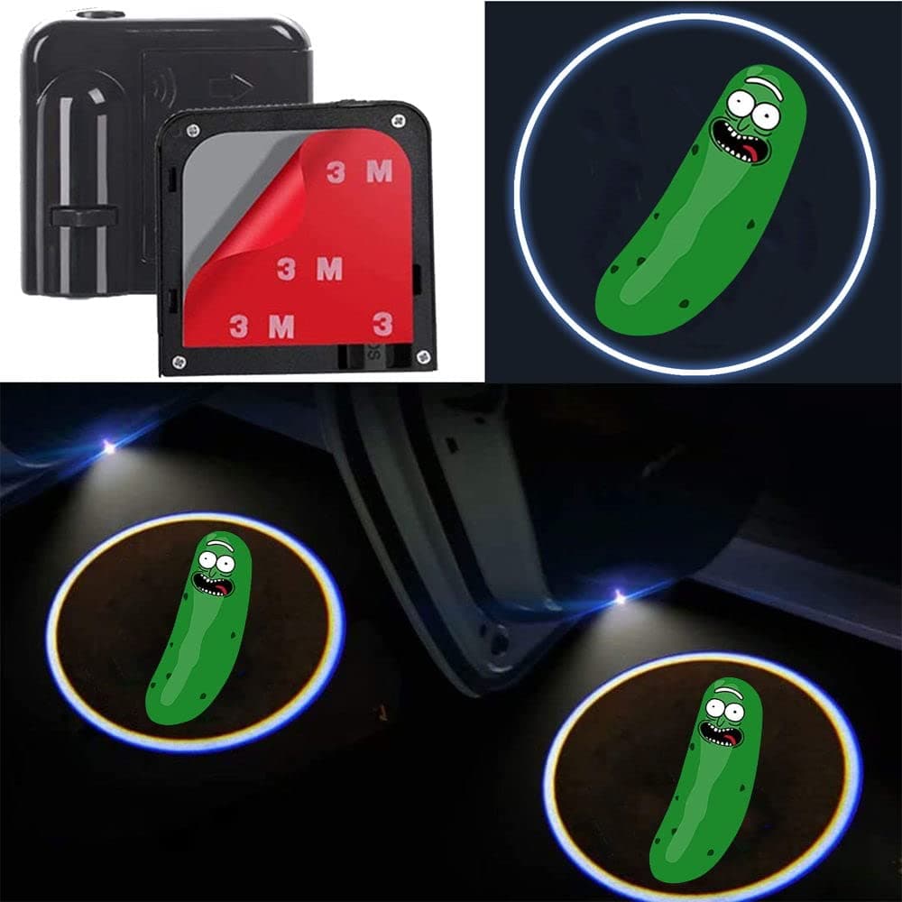liaoliao 2Pcs for Car Door Lights Logo for Rick and Morty, Car Door Led Projector Lights Shadow Ghost Light,Wireless Car Door Welcome Courtesy Lights Logo for All Car Models
